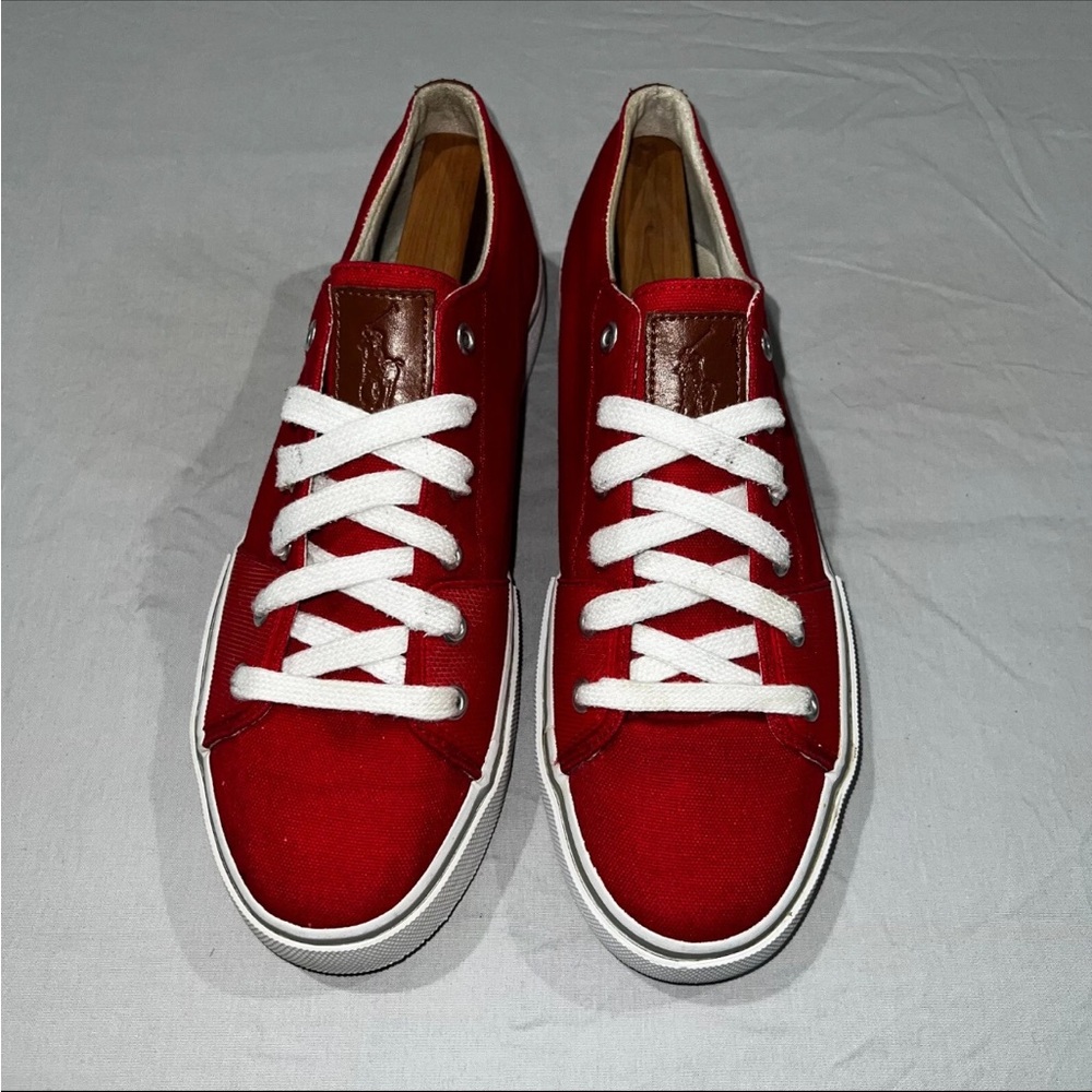 Polo Ralph Lauren Men's Red Low Top Canvas Classic Sneaker Size 9D